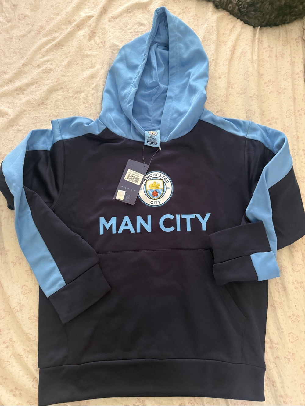 Puma Kids Navy and Light Blue Manchester City Hoodie